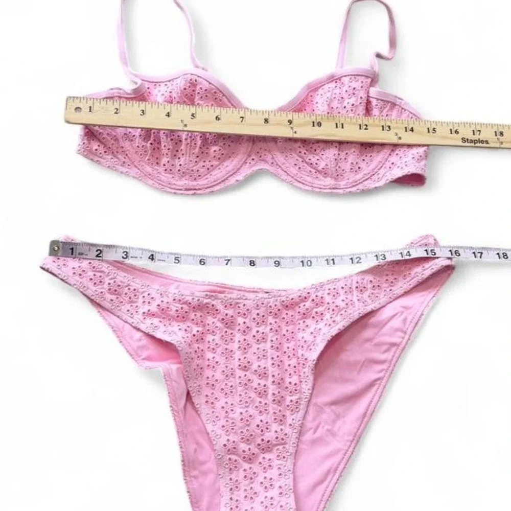 Frankies Bikinis/VS Pink Buttercup Golden Hour Eyelet Bikini Set, Women's Size L